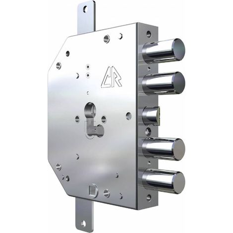 Serratura Porta Blindata Applicazione Planare blocco antieffrazione + scrocco e 4 catenacci - Entrata 60 mm Mano destra - 2155/28G
