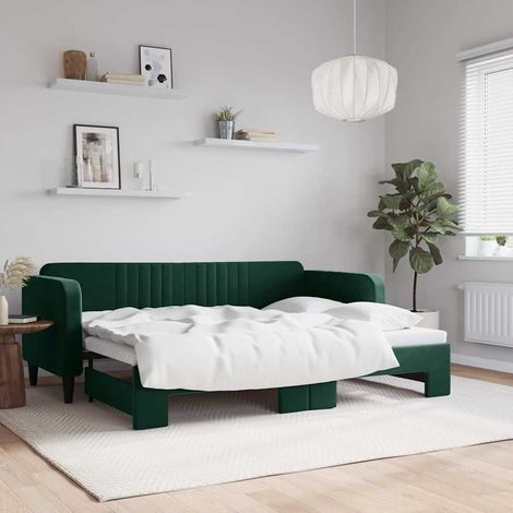 Tagesbett Ausziehbar Dunkelgrün 80x200 cm Samt (1/5)