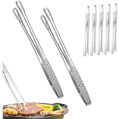 Pinces à barbecue - - Acier inoxydable - Longueur 24 cm - Antidérapantes - Revêtement anti-rayures