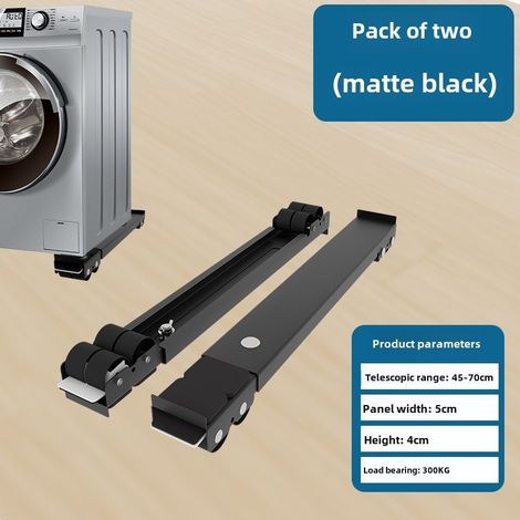 Support lave-linge mobile avec freins et étagère de rangement, lot de 2 (roues noires 16 pouces) (1/5)