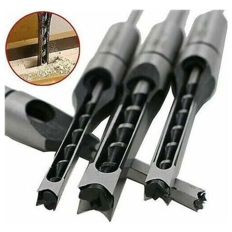 Woodworking Square Hole Drill Bit - Hollow Chisel Tenon Drilling Tool - Complete Set (1/4)
