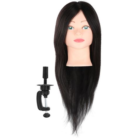 Tête mannequin cheveux réels pour coiffure, entraînement professionnel, poupée de cosmétologie (1/5)