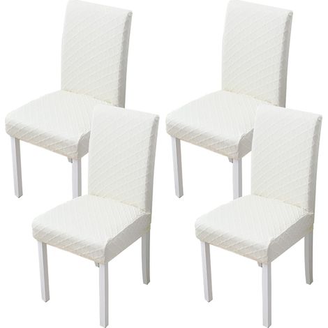 Lot de 4 housses de chaise extensibles lavables pour restaurant et réception, protection pour sièges de cuisine (1/5)