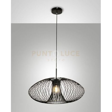 FASSA LAMPADARIO A SOSPENSIONE NERA 1 LUCE ATTACCO E27 D.60CM