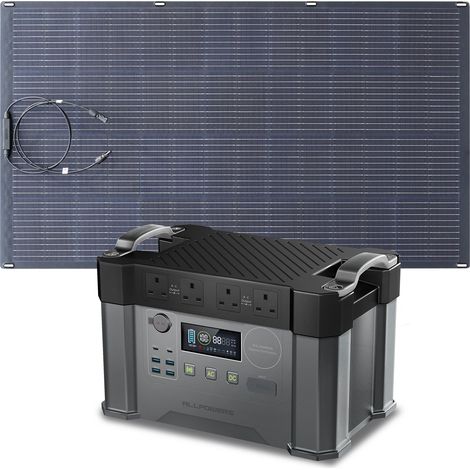ALLPOWERS S2000 Pro MPPT Solar Generator with 1 200W Flexible Solar Panels, 2400W 1500wh Portable Power Station, Solar Mobile Battery Pack for Outdoor RV Camping, Home Emergency, Travel (1/5)