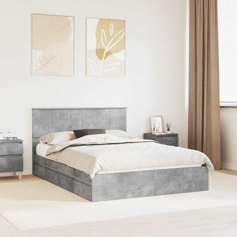 Aufbewahrungsbett Beton Grau 135 x 190 cm Holzwerkstoff (1/5)