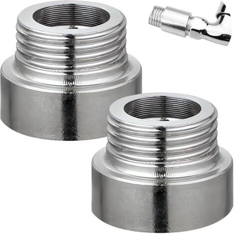 Pair Lot de 2 rallonges de robinet 3/4\" x 10 mm, 3/4\" IG x 3/4\" AG DN20, rallonge filetée DN20, raccord d'extension en acier inoxydable 10 mm, rallonge de raccordement pour installation de chauffag (1/5)