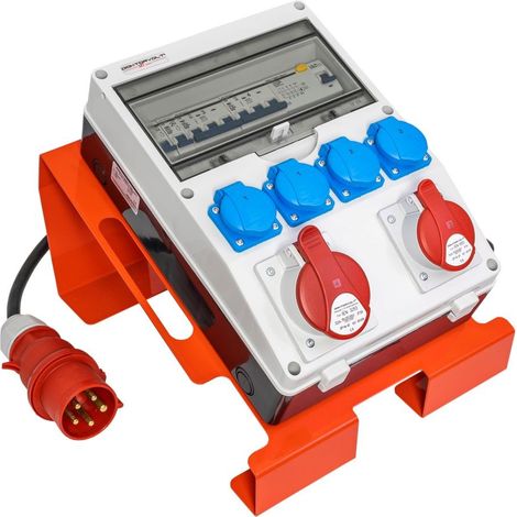 Tableau électrique de chantier sur pied, protégé par un disjoncteur SET-S/FI, portable, avec prises 16 A, 32 A, CEE et MENNEKES, 4 x 230 V  tableau électrique de chantier, coffret électrique avec prot