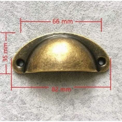 Lot de 10 poignées de tiroir rétro en métal, finition laiton antique, 81 × 35 mm, bronze, pour portes de placards de cuisine. (1/4)