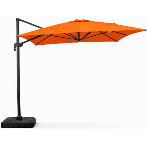 Rechteckiger Sonnenschirm 3x4 m, versetzt, drehbar, orange, aus Aluminium CESARE