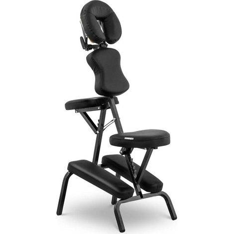 Chaise de massage acier pliante revêtement PVC capacité 130 kg avec sac couleur noire (1/5)