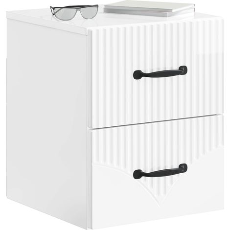 Maison Exclusive - Mobiletto da notte a muro Bianco Lucido 34,5 x 33 x 40 cm