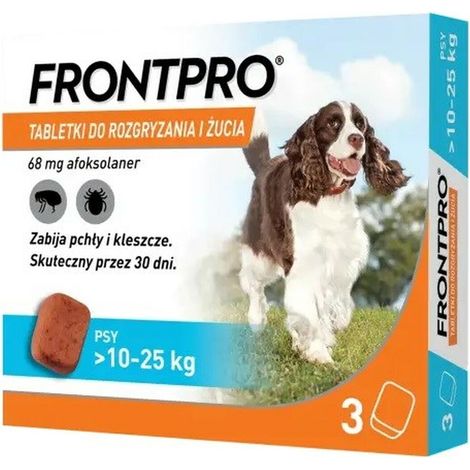 Comprimidos FrontPro para perros contra pulgas y garrapatas 10-25 kg 3x68 mg