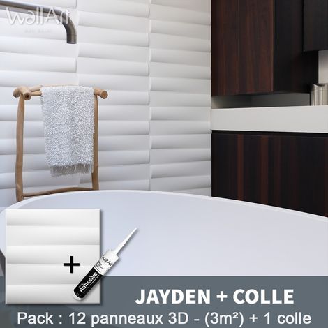 Panneau Mural 3d WallArt Mur 3D Jayden 3m² + Colle (1/5)