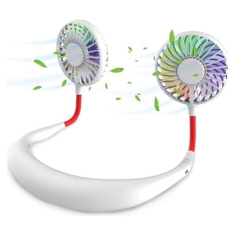 Mini ventilateur de cou portable, mains libres, rechargeable, portable, ventilateur de bureau, ventilateur de collier avec double tête de vent (1/5)