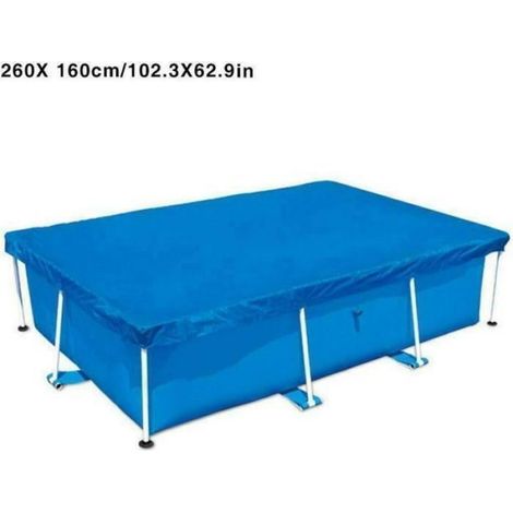 1 Bâche de protection Piscine rectangulaire 265x175cm Tissu PE imperméable Anti-poussière avec corde résistant (1/4)