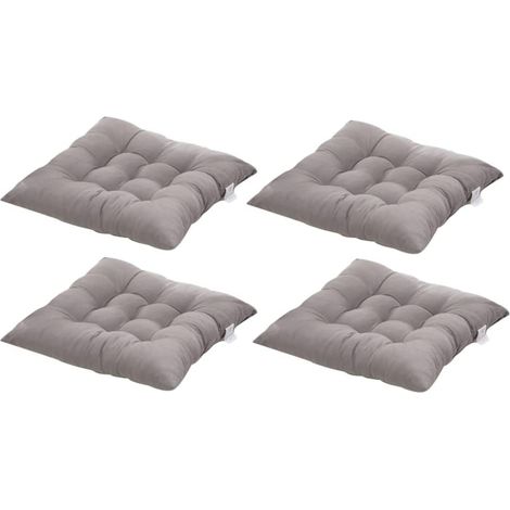 4 Coussins de Chaises Carrés 40x40 Coussins de Siège Décoration Maison Coussin Mat Matelassée,Confortable et coloré - Idéal pour intérieur et extérieur (4 Gris)