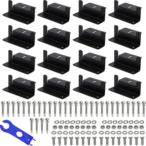 16PCS Supports de Panneau Solaire en Z, Supports de Montage Solaires Avec écrous Vis et Outils D'installation pour Camping-Car Bateau Montage Sur Toit Panneau Solaire (Noir) (1/5)