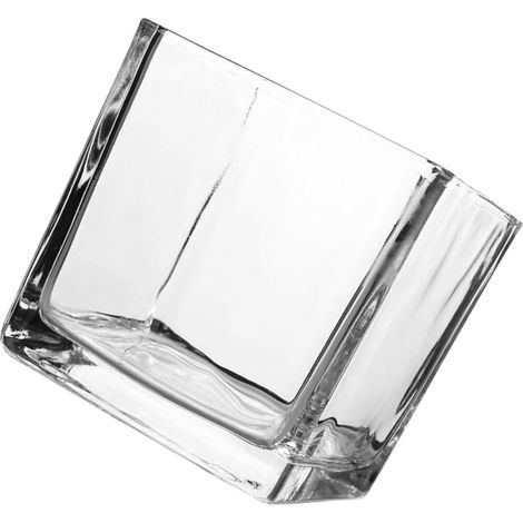 Vase Décoratif en Verre Carré 10X10 CM pour Culture Hydroponique, pour Bureau et Aménagement Intérieur (1/5)