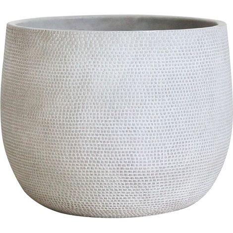 Großer Keramik-Pflanzkübel 25 cm – cremefarben – XL Für drinnen und draußen geeignet (1/3)