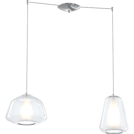 SOSPENSIONE CROMO 2 LUCI SPOSTABILE VETRI ALPHA + GAMMA TRASPARENTI 1176CR-S2 S AG-TR