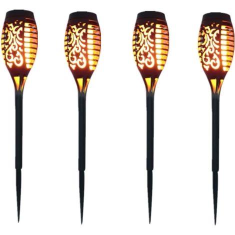 JSSEVN - Luces solares LED de 52 cm, decoración de jardín exterior con luz parpadeante - Paquete de 4 (1/5)