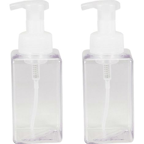 Lot de 2 distributeurs de savon moussant, flacons pompe en plastique transparent de 450 ml (15 oz). (1/5)