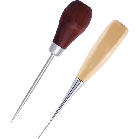 2-teiliges Set: Runde Ledernähmaschine mit Holzgriff, kürbisförmige Ahle, Lederlocher zum Selbermachen, Handnähwerkzeug (1/5)