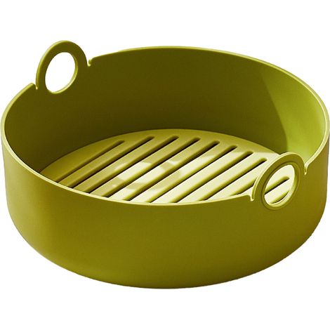 Lot rond vert pour friteuse à air, panier de cuisson en silicone épais résistant à la chaleur, outil barbecue et four (1/5)