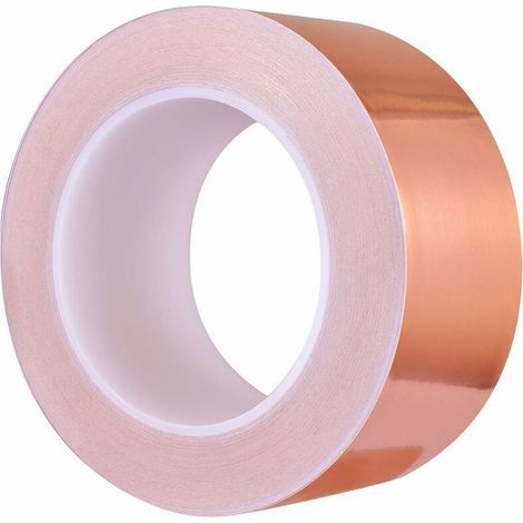 Ruban de Cuivre 30m x 50mm, Premium Feuille de Cuivre Bande, Ruban Adhésif EMC Blindage Ruban Adhésif pour Blindage EMI, Artisanat, Anti-limaces, Reparations Electriques, Circuits Papier