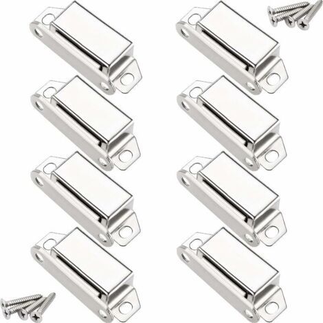 Aimants loqueteaux magnétiques, 10 kg loqueteau de porte magnétique et 32 vis, 304 Acier inox, loqueteaux magnétiques aimanté pour fermeture de porte meuble/armoire/placard (paquet de 8), (1/3)