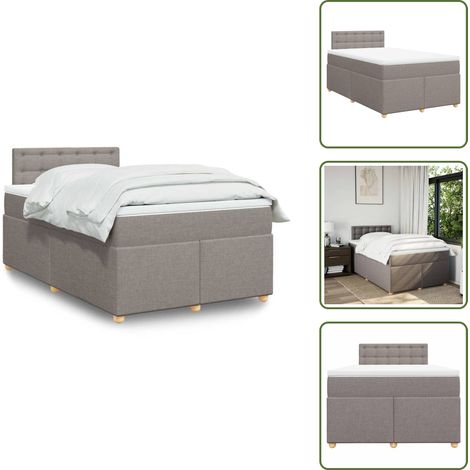 The Living Store Sommier à lattes de lit avec matelas taupe 120x190 cm tissu - Matelas à ressorts ensachés (1/5)