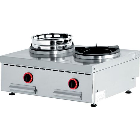 Feux wok gaz de table 2 feux 2 x 13 kw - Diamond