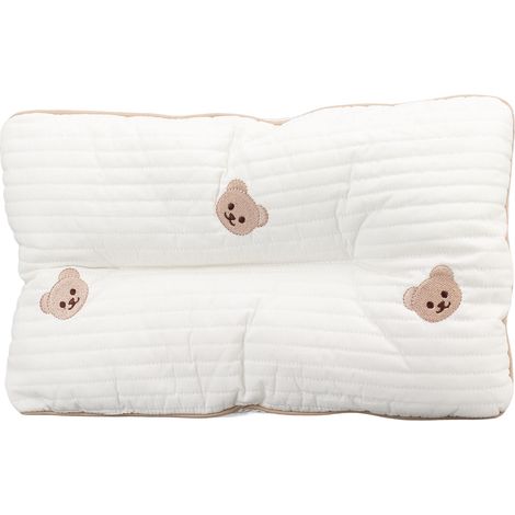 Oreiller mignon pour tout-petit, motif animal, en coton PP doux, soutien de la nuque, oreiller respirant pour bébé, motif ours (1/5)