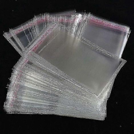 Lot de 200 sachets en cellophane transparents avec fermeture adhésive, 12 x 18 cm (25-26 cm). (1/4)
