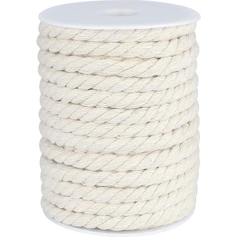 KINGLAKE Corde Macramé 8mm 15 M, Naturel Corde Coton-pour Travaux Manuels, Jardinage, Emballage, Décoration (1/5)