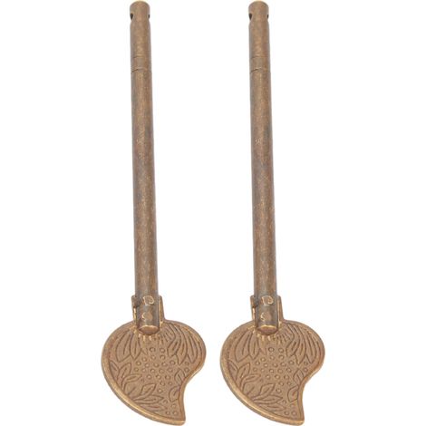 11 cm langer, blattförmiger Türverriegelungsstift aus Messing im Retro-Stil für Möbelschlösser. (1/5)