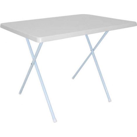 Tavolino 79x59,5x61,5/50 h cm in Metallo e PVC Bianco