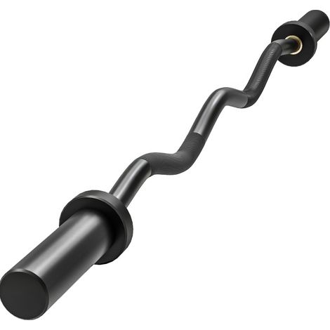Barre olympique EZ Curl en acier avec manchons 5 cm, charge 100 kg, couleur noire (1/5)