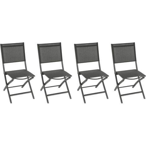 Hesperide – Lot de 4 chaises de jardin pliantes en aluminium traité époxy – Assise en toile texaline – Antirouille et anti UV – Capuchons de protection