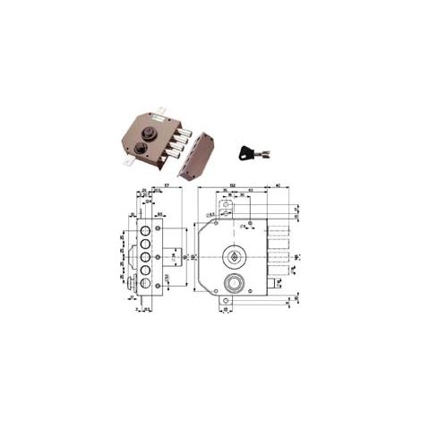 SERRATURA TRIPLICE DA APPLICARE CON SCROCCO A POMPA 30630  mm.60 DX cilindro ø mm.30 (30630VD60XE)    MOTTURA