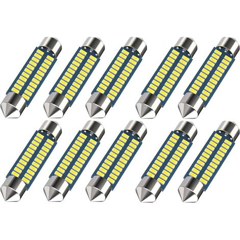 10 pezzi 578 LED 211-2 Lampadina per auto a LED 41mm 42mm 1.65 pollici 212-2 Lampadina per auto a LED per luce di cupola per mappa auto, chip 22SMD 3014 6000K LED interno bianco super luminoso Am (1/5)