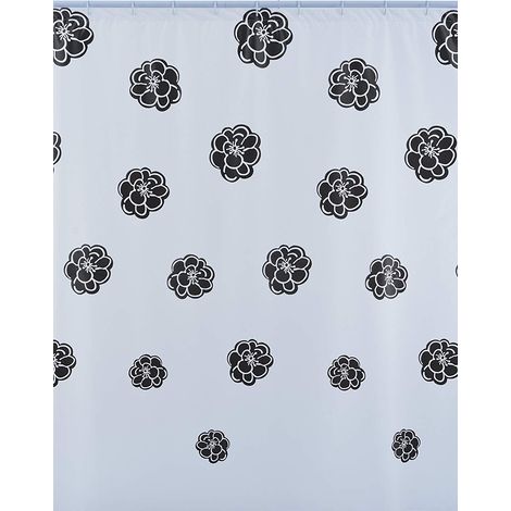 Shark 010/349061 Tenda Doccia, Vinile, 240 cm x Altezza 200 cm, Bianco/Nero