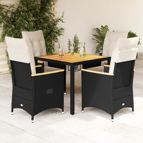 Set de muebles jardín 5 pzas con cojines ratán sintético negro vidaXL (1/5)