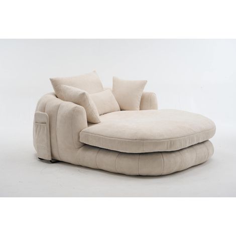 Poltrona chaise longue da interno extragrande in ciniglia bianca HOMVRA (1/5)