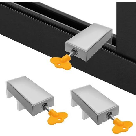Cerraduras de seguridad para ventanas correderas de aluminio, plástico y acero: juego de dos piezas, a prueba de niños y antirrobo. (1/5)