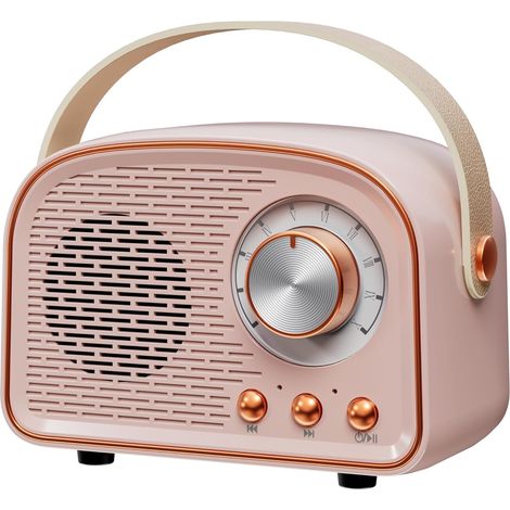 Enceinte Bluetooth rétro, enceinte vintage sans fil, enceinte Bluetooth portable sans fil pour l'extérieur, compatible avec le couplage TWS/clé USB/carte TF/AUX, idéale pour la maison, les voyages et (1/5)