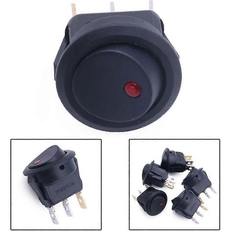 5 Stück Voiture 12 V Rocker Round Dot Boat Red Led Light Basculer On/Off Nouveau (() (1/4)