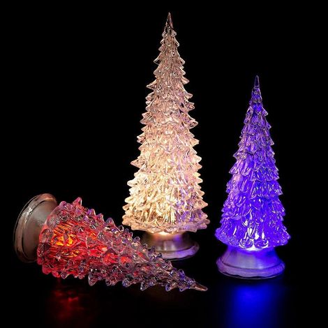 Weihnachtstischbeleuchtung, beleuchtete Weihnachtsbäume, bunte LED-Weihnachtsnachtlichter aus Acryl, künstliche Mini-Weihnachtsbäume, Weihnachtsdekorationen zum Gewinnen (1/3)