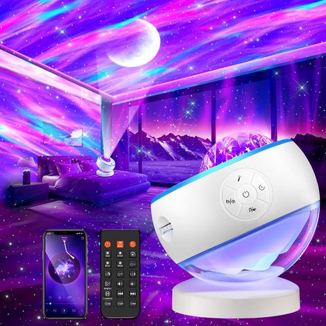 Projecteur de ciel étoilé, 300 modes, projecteur de galaxie, lampe aurore boréale, 10 modes de bruit blanc + lumière d'ambiance Bluetooth, projecteur de chambre, veilleuse LED pour chambre d'enfant. (1/5)